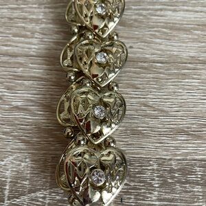 Gold Heart MOM Bracelet with Crystals